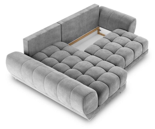 Šedá rozkládací rohová pohovka se sametovým potahem Windsor & Co Sofas Nuage, levý roh