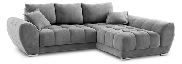Šedá rozkládací rohová pohovka se sametovým potahem Windsor & Co Sofas Nuage, pravý roh