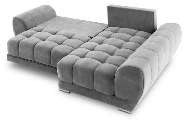 Šedá rozkládací rohová pohovka se sametovým potahem Windsor & Co Sofas Nuage, pravý roh