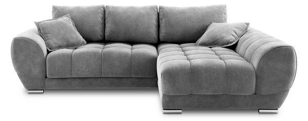 Šedá rozkládací rohová pohovka se sametovým potahem Windsor & Co Sofas Nuage, pravý roh