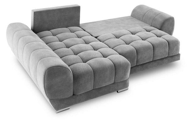 Šedá rozkládací rohová pohovka se sametovým potahem Windsor & Co Sofas Nuage, levý roh