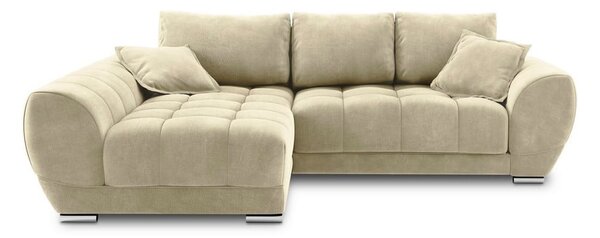 Béžová rozkládací rohová pohovka se sametovým potahem Windsor & Co Sofas Nuage, levý roh