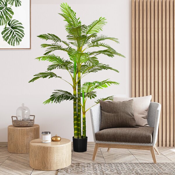 Umělá palma HOMCOM 190 cm, umělá rostlina v květináči, plastová umělá palma, dekorativní umělá rostlina do obývacího pokoje, ložnice, kanceláře nebo z