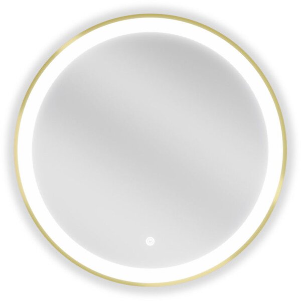 Mexen Esso podsvícené koupelnové zrcadlo, kulaté 60 cm, LED 6000K, proti mlžení, zlatý rám - 9825-060-060-611-50