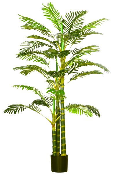 Umělá palma HOMCOM 190 cm, umělá rostlina v květináči, plastová umělá palma, dekorativní umělá rostlina do obývacího pokoje, ložnice, kanceláře nebo z