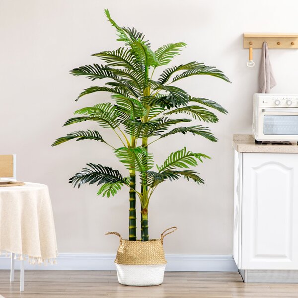 Umělá palma HOMCOM 190 cm, umělá rostlina v květináči, plastová umělá palma, dekorativní umělá rostlina do obývacího pokoje, ložnice, kanceláře nebo z