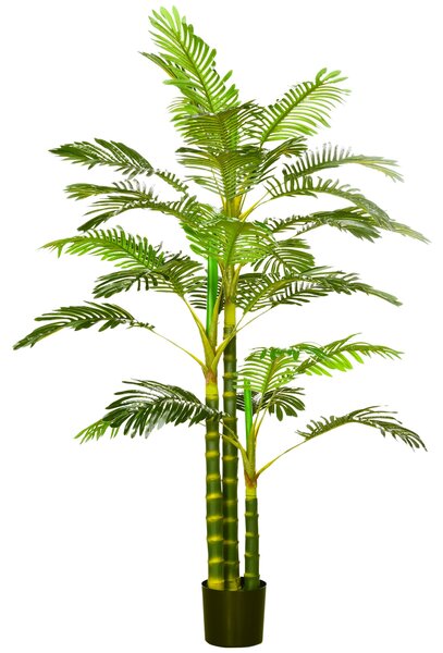 Umělá palma HOMCOM 190 cm, umělá rostlina v květináči, plastová umělá palma, dekorativní umělá rostlina do obývacího pokoje, ložnice, kanceláře nebo z