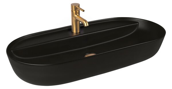 Oltens Hamnes umyvadlo 80x40 cm oválné na pult černá matný 41315300