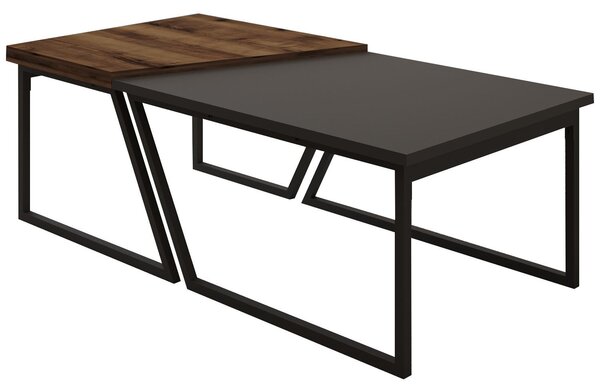 Set konferenčních stolků Veronico (antracit + ořech rustikální)