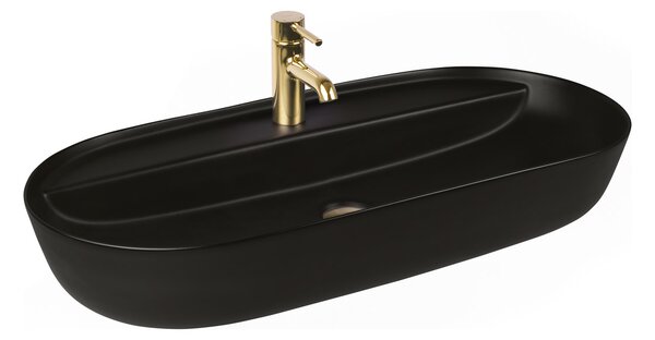 Oltens Hamnes umyvadlo 80x40 cm oválné na pult černá matný 41315300