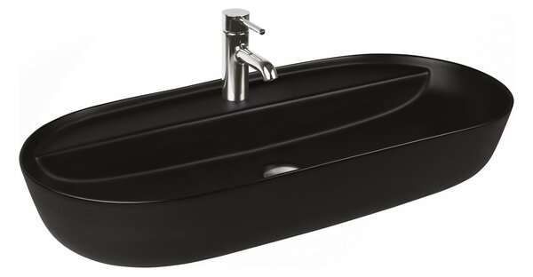 Oltens Hamnes umyvadlo 80x40 cm oválné na pult černá matný 41315300