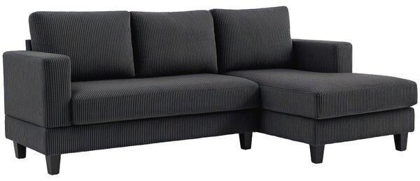 HOMCOM Rohová Pohovka s Loungem – 3 Místná Pohovka ve tvaru L, Čalouněná Rohová Pohovka s Vzhledem Manšestru, Vysokohustotní Pěna, až 400 kg, pro Obýv