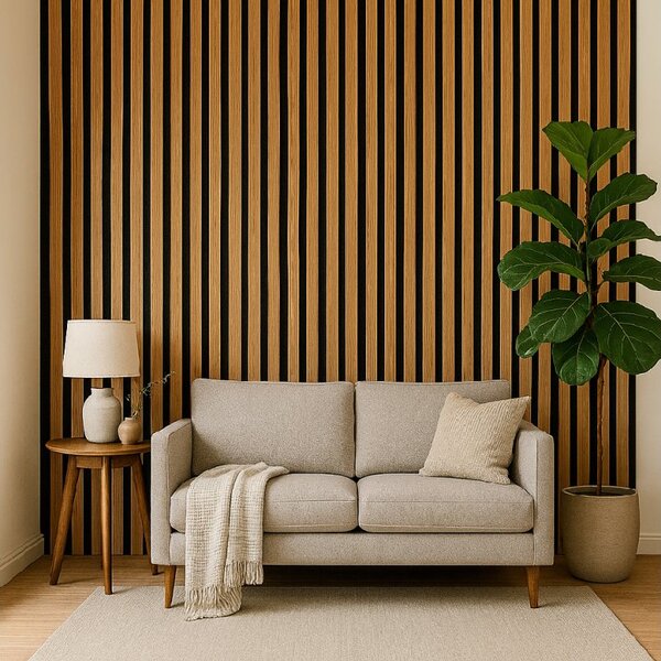 3D Dřevěné lamely na zeď na filci 255x46cm - Dub SLUNEČNÍ