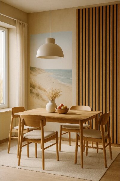 3D Dřevěné lamely na zeď na filci 255x46cm - Dub SLUNEČNÍ