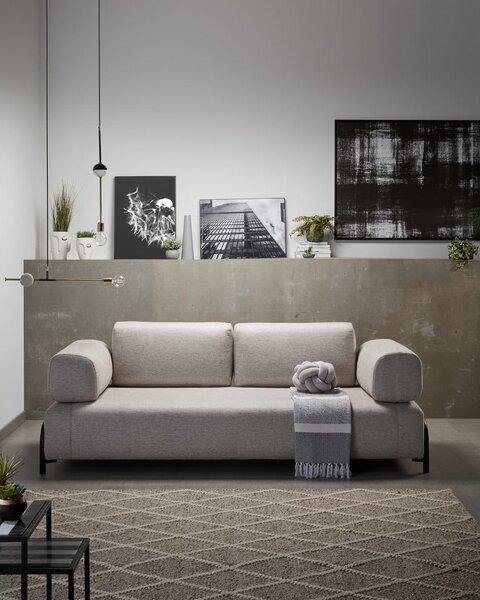 Béžovo-šedá pohovka s malým odkládacím prostorem Kave Home Compo