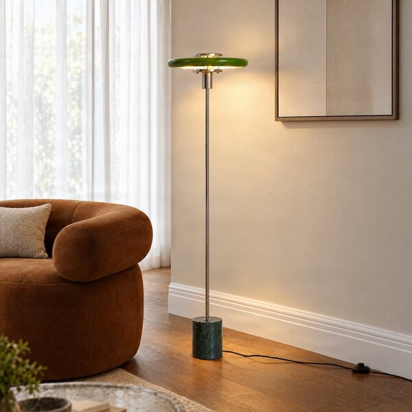 Stojací Lampa Lindby, Branford, Zelená, Obývací pokoj, Kov, Vintage