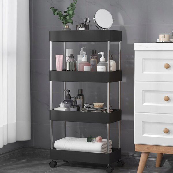 Koupelnový regál CoolStaff černý 22 x 40 x 92 cm