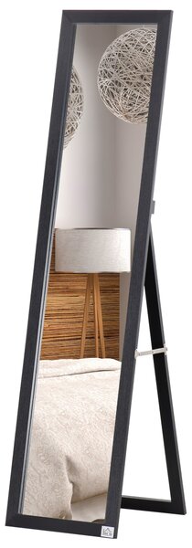 HOMCOM Zrcadlo na celé tělo, 154 x 37 cm, nástěnné zrcadlo s podstavcem, stojací zrcadlo do obývacího pokoje a ložnice, černé | Aosom