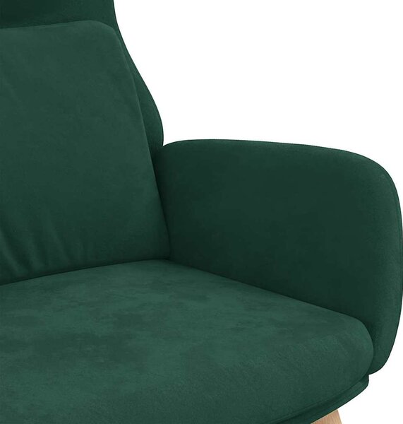 Relaxační křeslo tmavě zelené samet 341353