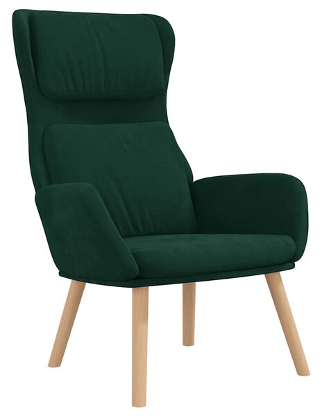 Relaxační křeslo tmavě zelené samet 341353