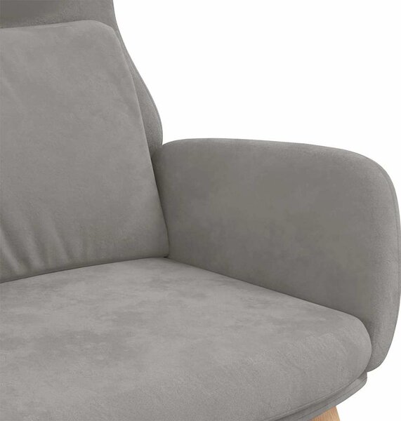 Relaxační křeslo světle šedé samet 341351