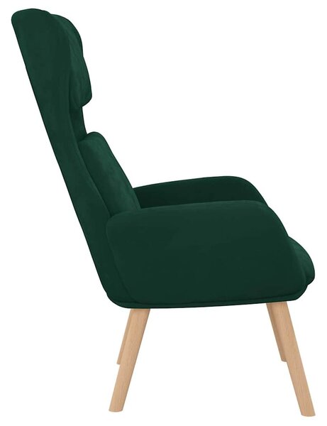 Relaxační křeslo tmavě zelené samet 341353
