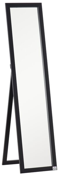 HOMCOM Zrcadlo na celé tělo, 154 x 37 cm, nástěnné zrcadlo s podstavcem, stojací zrcadlo do obývacího pokoje a ložnice, černé | Aosom