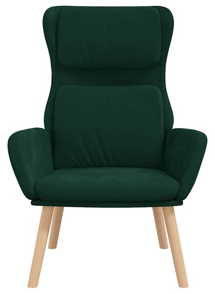 Relaxační křeslo tmavě zelené samet 341353