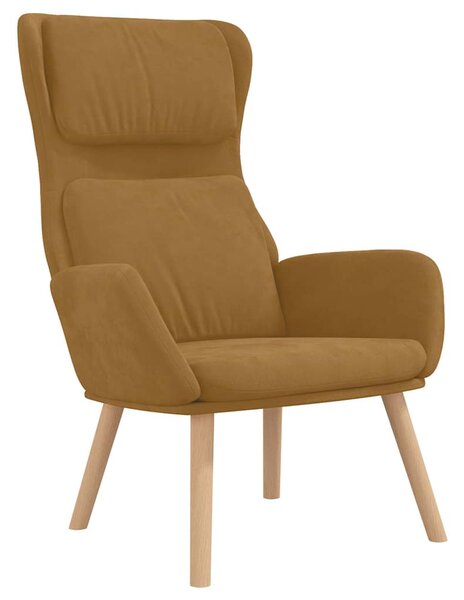 Relaxační křeslo hnědé samet 341359