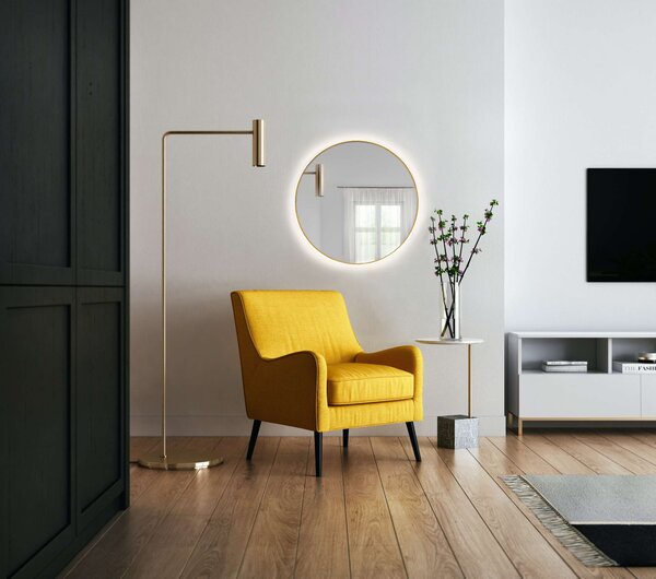 Baltica Design Bright zrcadlo 90x90 cm kulatý s osvětlením zlatá 5904107900469