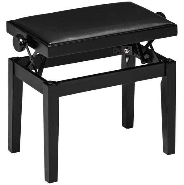 HOMCOM Klavírní stolička s nastavitelnou výškou a koženkovým sedákem, Černá, 63 x 33 x 45-56 cm | Aosom