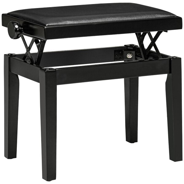HOMCOM Klavírní stolička s nastavitelnou výškou a koženkovým sedákem, Černá, 63 x 33 x 45-56 cm | Aosom