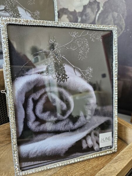 Stříbrný kovový fotorámeček s kamínky Jewel XL - 20*25 cm - J-Line by Jolipa