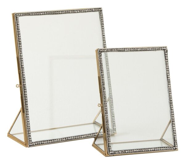 Zlatý kovový fotorámeček s kamínky Jewel XL - 20*25 cm - J-Line by Jolipa