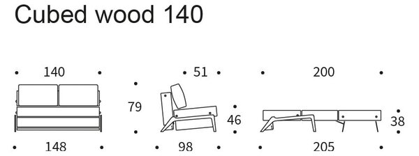 Béžová rozkládací pohovka Innovation Cubed Wood Linen Sand Grey, 96 x 147 cm