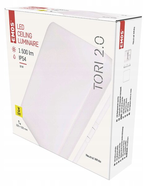 LED svítidlo čtvercové Tori 15W IP54 neutrální bílá