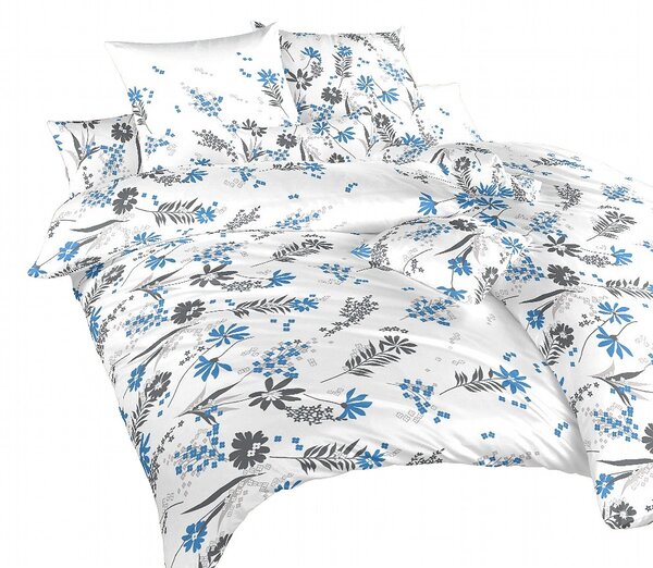 Povlečení krep Agáta denim na bílém - 140/200 + 70/90