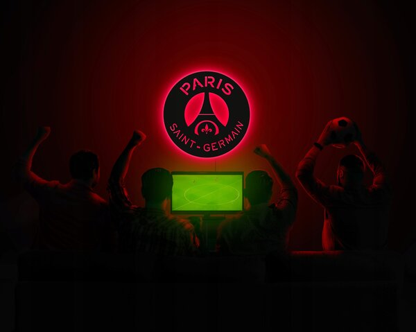 FC PARIS SAINT-GERMAIN Dřevěný LED obraz Dekorace interiéru FOTBAL