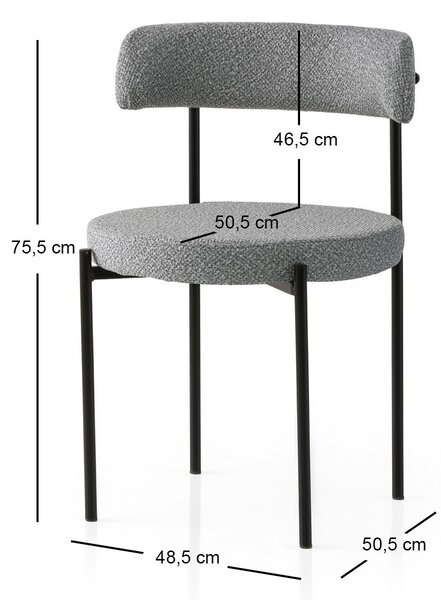 Set 2 ks. jídelních židlí Gindera V2 (černá + tmavě šedá)