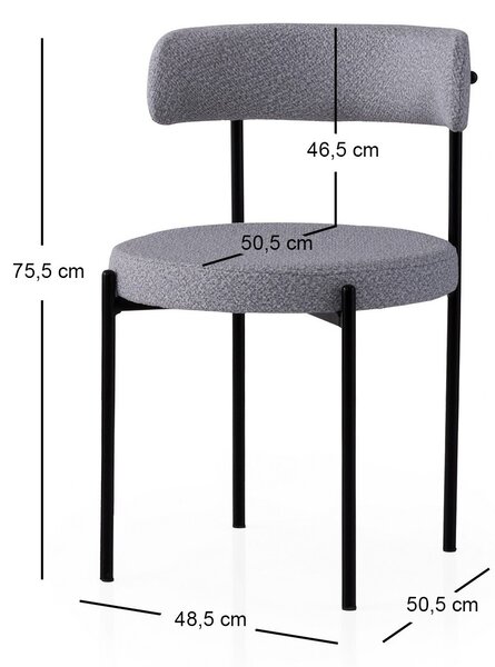 Set 2 ks. jídelních židlí Gindera (černá + tmavě šedá)