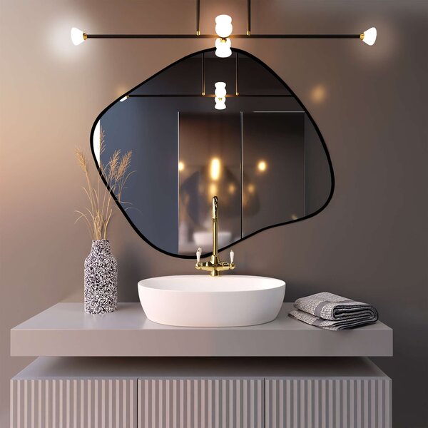 Baltica Design Tiny Borderbright Stain III zrcadlo 50x36 cm s osvětlením černá 5904107902081