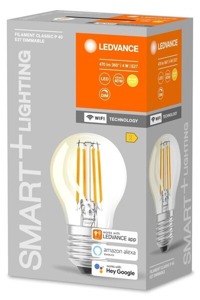 Chytrá stmívatelná WiFi LED žárovka E27 4 W CLASSIC P, teplá bílá