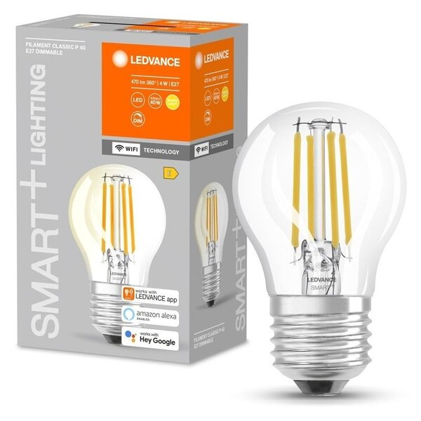 Chytrá stmívatelná WiFi LED žárovka E27 4 W CLASSIC P, teplá bílá