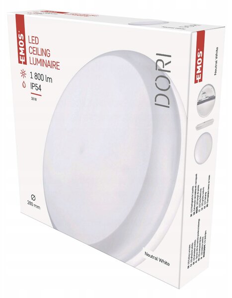 LED svítidlo kulaté DORI 18W IP54 neutrální bílá