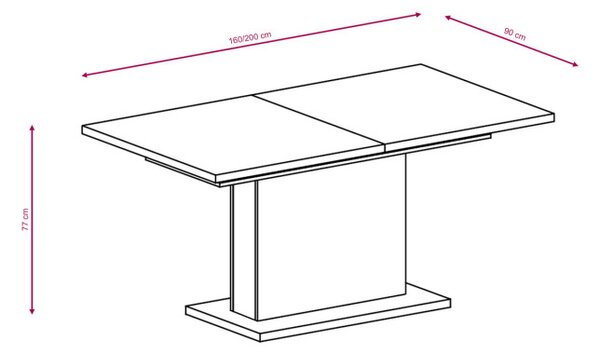 Vivaldi Jídelní rozkládací stůl Giant 160/200 cm beton