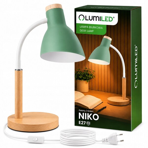 Stolní lampa Lumiled NIKO zelená, výkon až 13 W