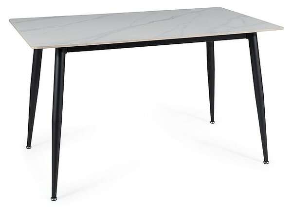 Jídelní stůl RION 130x70 cm s keramickou deskou, bílý mramor