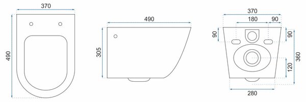 Rea Oliver, závěsná WC mísa Rimless se sedátkem s pomalým dopadem, bílá, REA-C6509