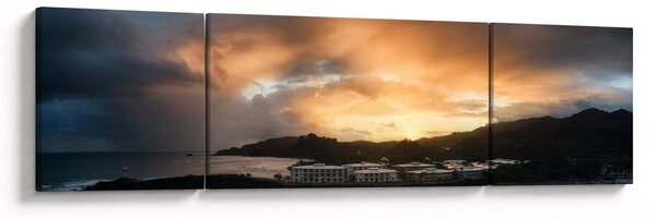 Obraz - pláž se zataženou oblohou (170x50 cm)