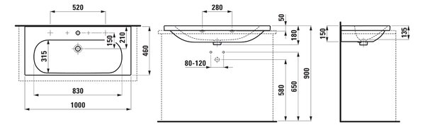 Laufen Lua umyvadlo 100x46 cm obdélníkový klasický bílá lesk H8160894001071